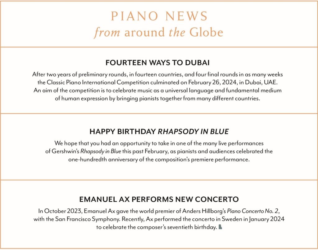 Spring 2024 Piano News from Around the Globe Piano Inspires