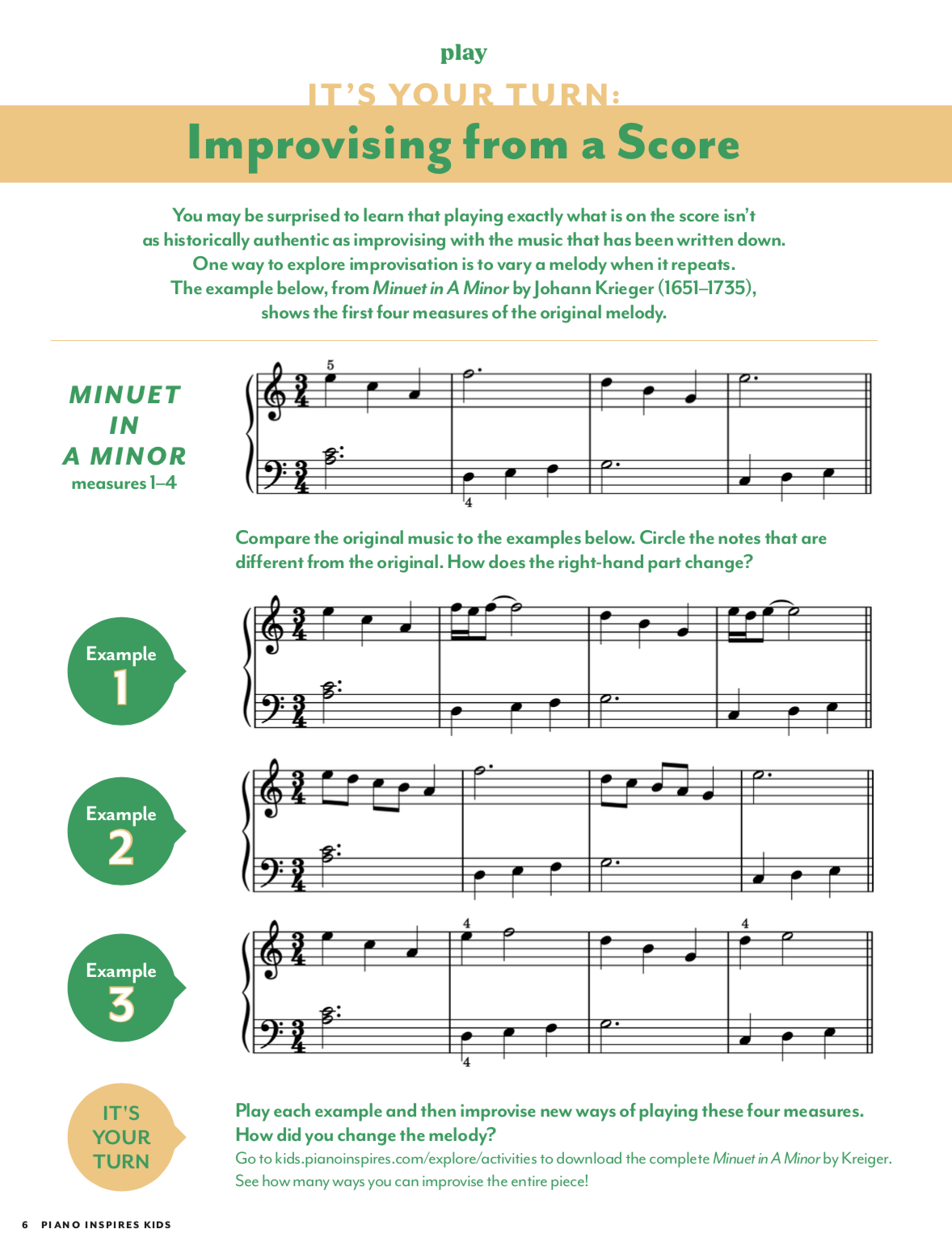 Sample Page of Piano Inspires Kids, Autumn 2024: Improvising from a Score