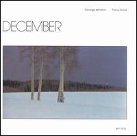 Album cover for George Winston's piano album "December," which features a snowy nature landscape.